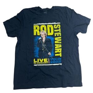 Rod Stewart Live Tour Band Graphic T-Shirt XXL 2022 Retro Pop Rock Double Sided